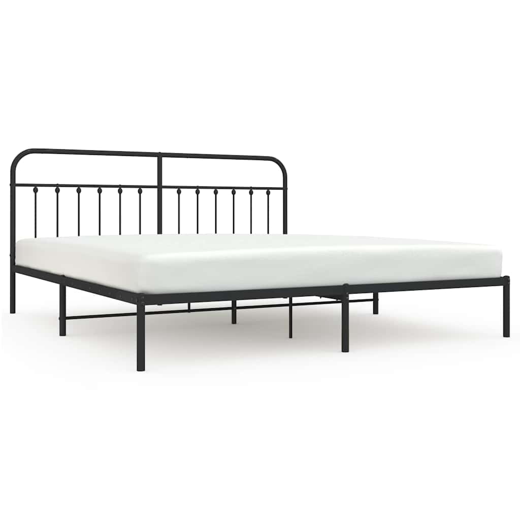 Łóżko Metalowe Czarne Rama Łóżka Ze Stelażem Do Sypialni Pokoju 193x203 cm