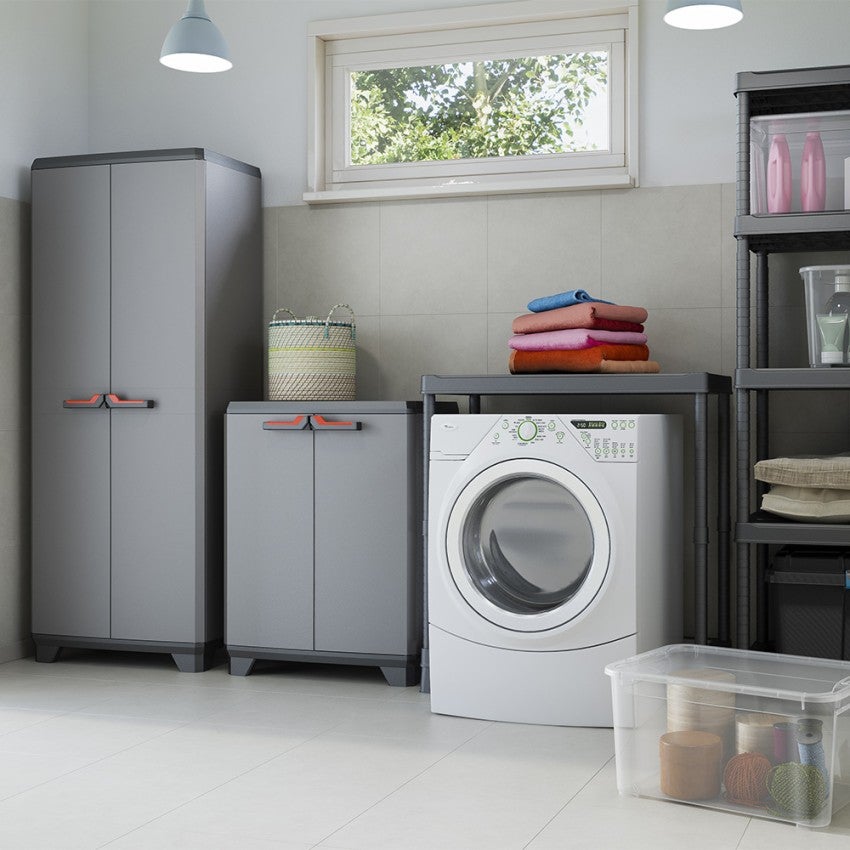 Armoire de Rangement Verrouillable KETER STILO - 68 x 39 x 173 cm - Gris/Noir - 9