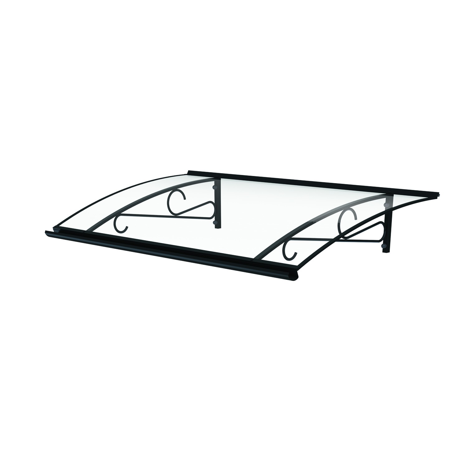Arctom - marquesina, tejadillo koliber 82x140 de aluminio gris y cubierta policarbonato macizo transparente 2xuv