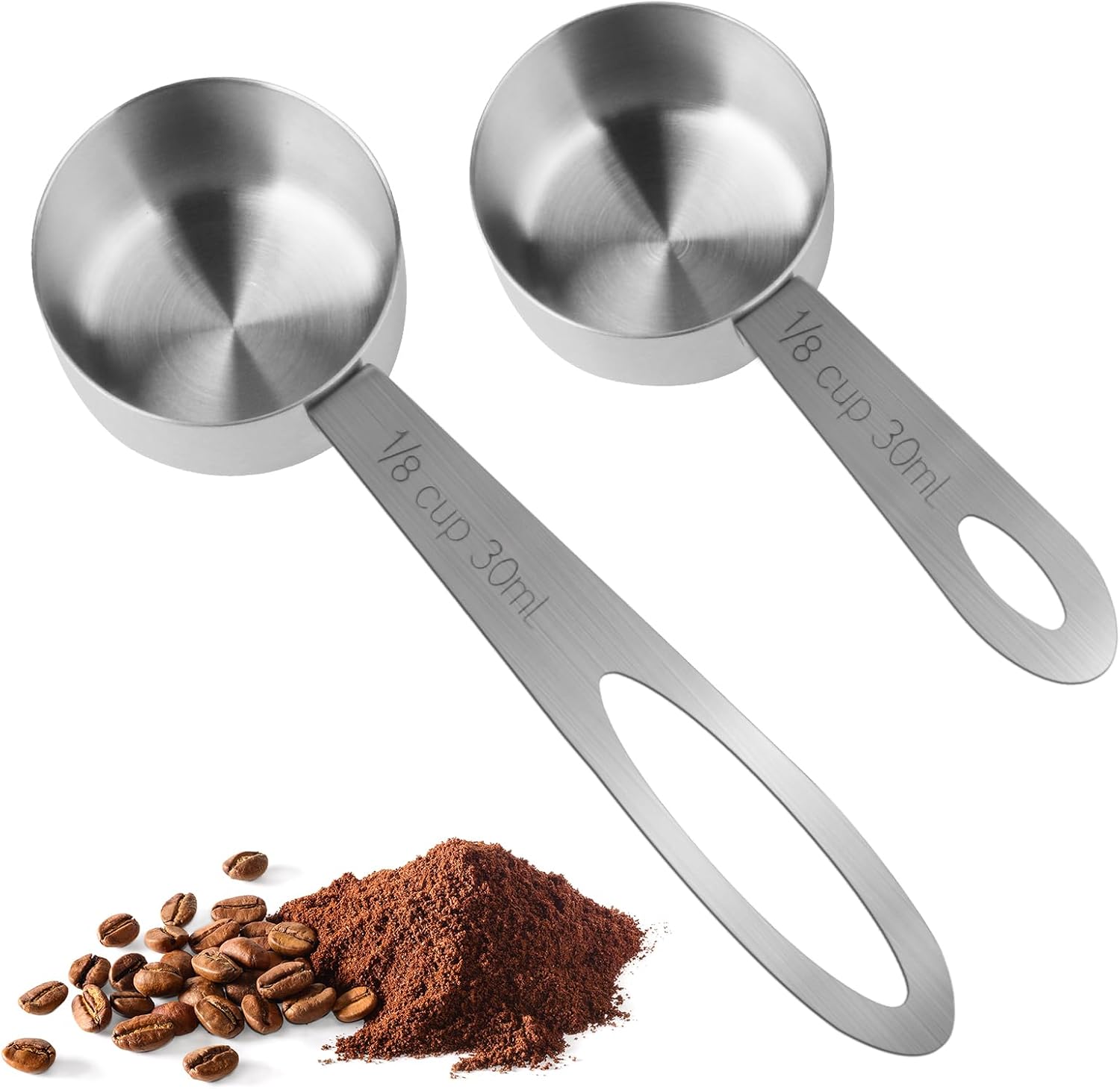 Cucchiaio Dosatore 2 in 1, Cucchiaio per Polvere di caffè a Doppia estremità Cucchiaino per caffè in Acciaio Inossidabile per Bar Ristorante Domestico 5 X 14,2 Cm
