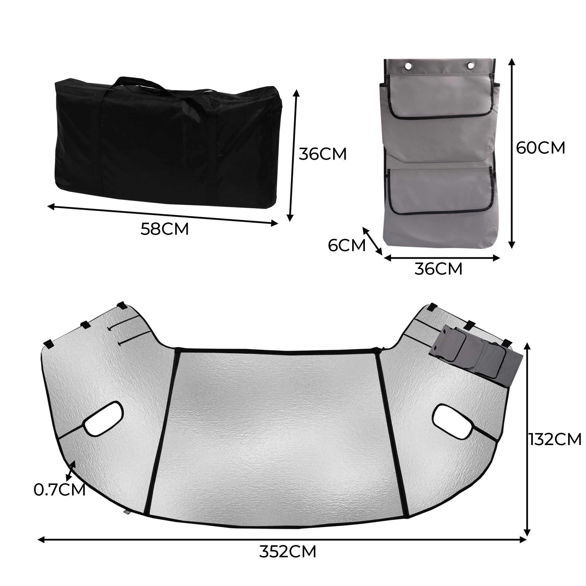 Pare-Soleil pour Camping-Car, Couverture Thermique de Pare-Brise Externe Toutes-Saisons, Protection UV Chaleur & - 5