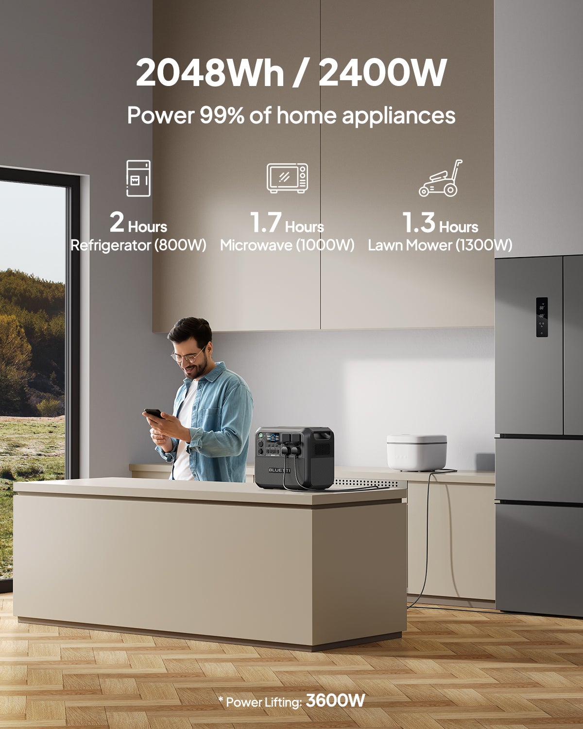 BLUETTI AC200L Station Électrique Portable, 2048Wh Batterie LiFePO4, Extensible à 8192Wh avec 4 Sorties CA de 2400W, Générateur Solaire pour Camping - 2