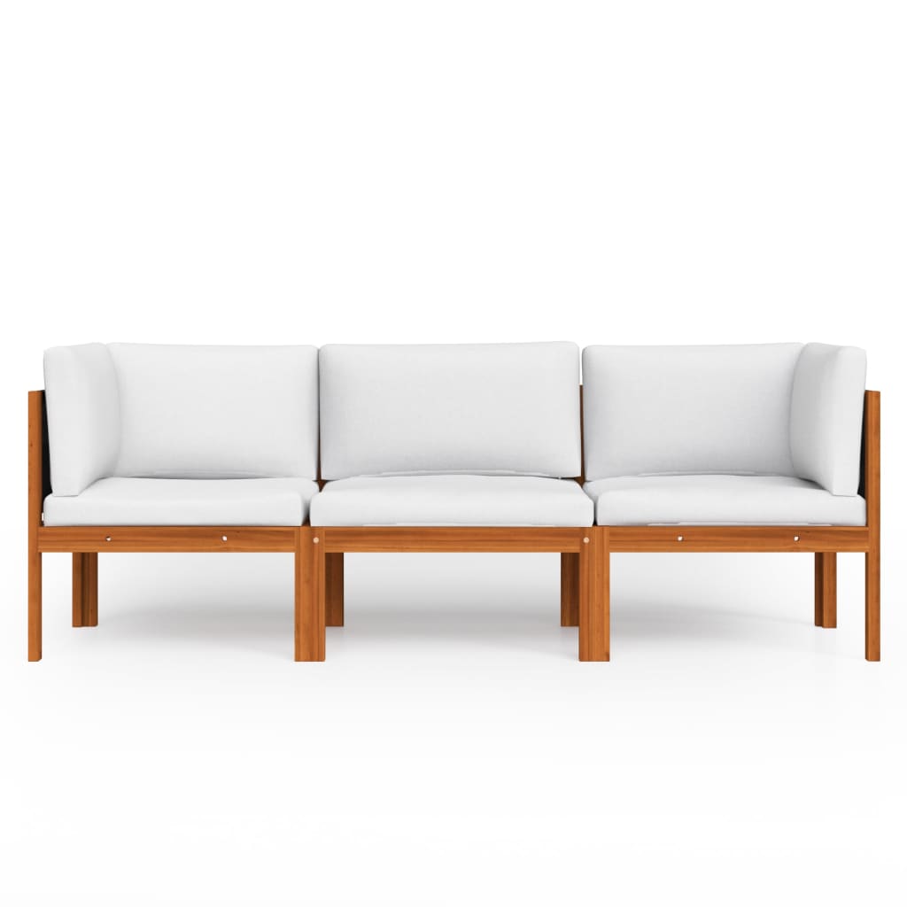 Salon bas de jardin en bois Beige 3 personnes - 3