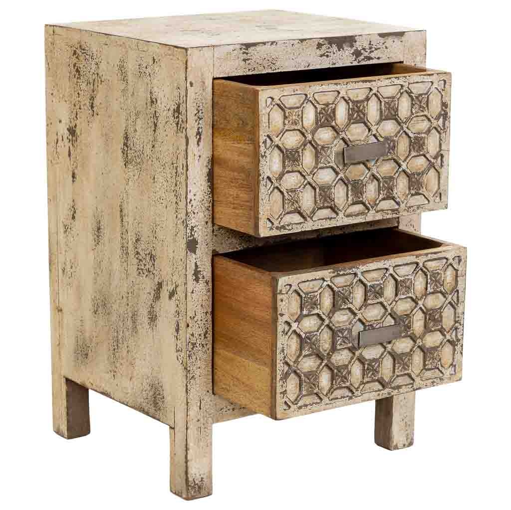 Comodino in legno fatto a mano, grigio, 45x35x60h cm - 5