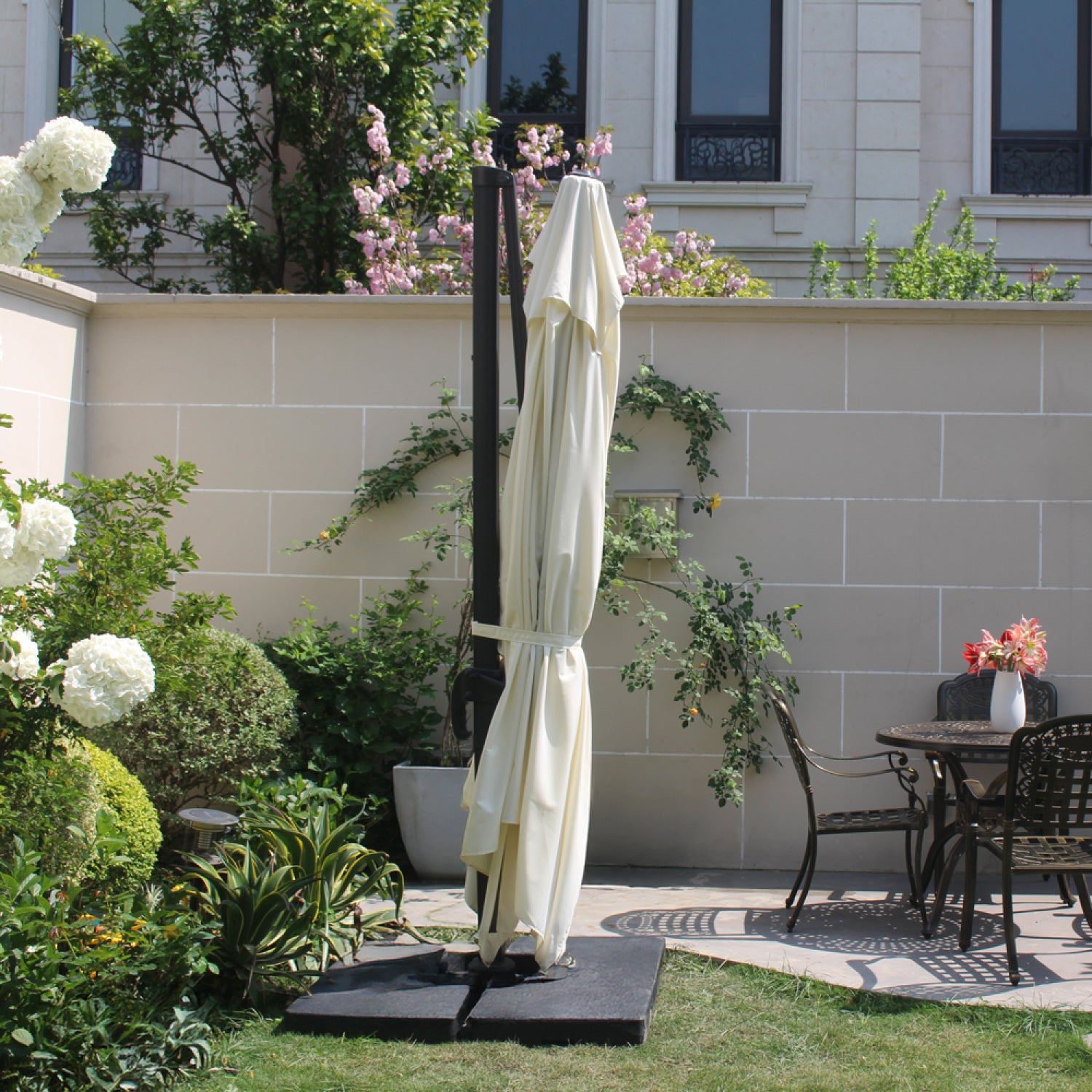 Parasol ecru déporté rectangle 3 x 4 m rotatif à 360 CESARE - 6