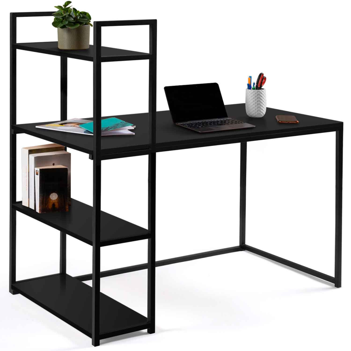 Bureau bibliothèque DELSON noir design industriel - 2