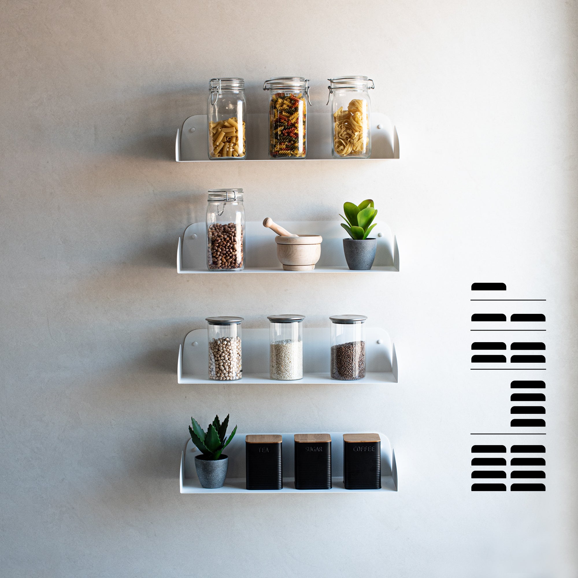 Lot de 2 étagères flottantes métalliques vert olive - L.60 x P.16 cm, Ep.13 cm - MILUKA - 6