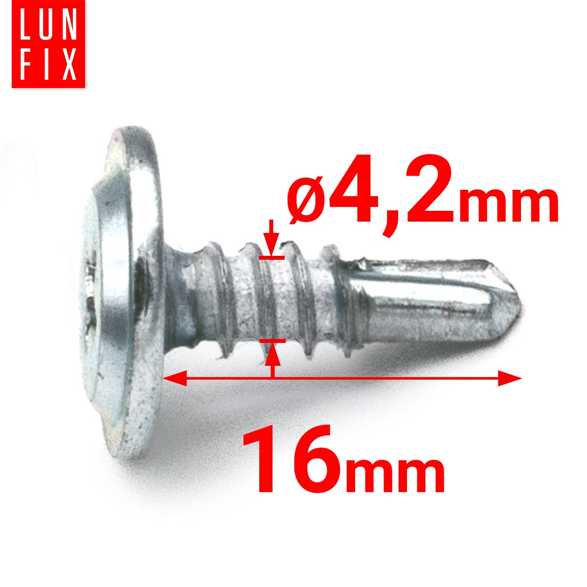 Wkręty do metalu samowiercące z łbem podkładkowym 4,2x16mm 100szt. - 2