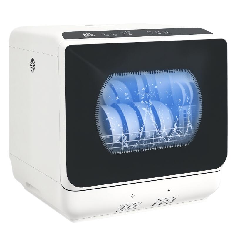 Mini lave-vaisselle 4 couverts 6 L 5 programmes 90 min séchage LED tactile compact 45x44x45,8 cm ABS polypropylène blanc - 2