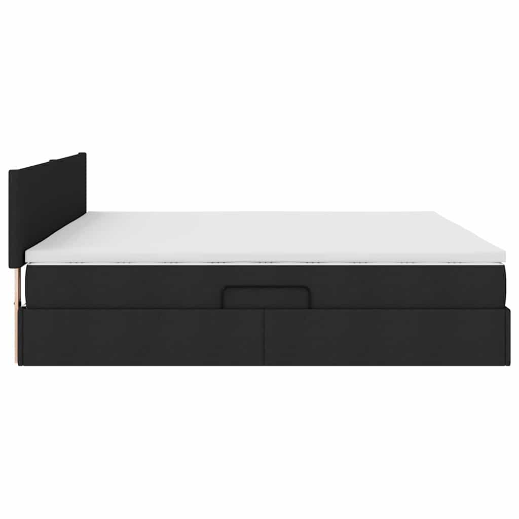Lit avec rangement et matelas, en velours noir, pour la chambre, 200 × 200 cm - 9