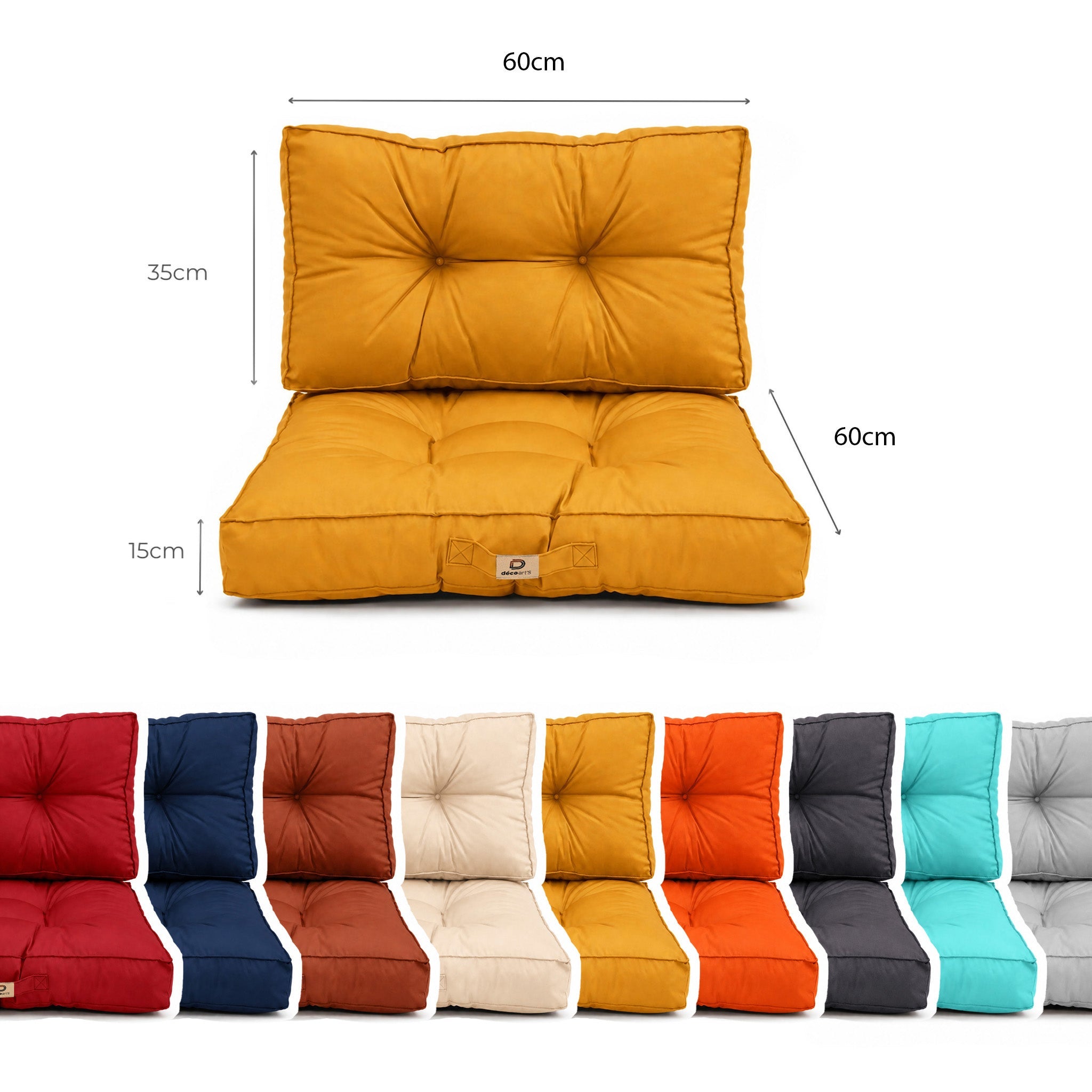 Coussins pour salon de jardin capitonné 60x60cm jaune - 5
