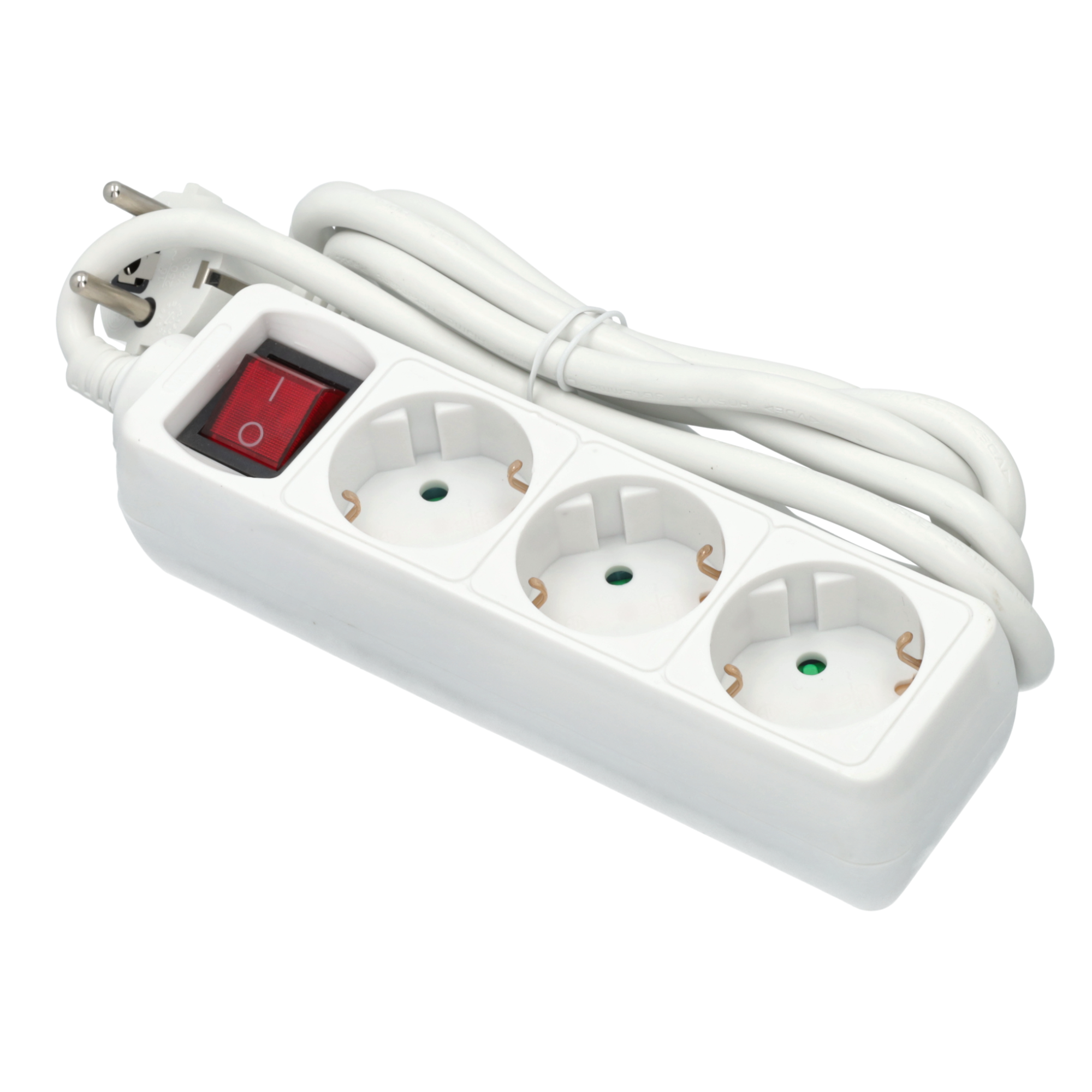 Przedłużacz z wyłącznikiem 3 gniazda, biały, 2 metry 16A 250V do 3650W. Kolor biały