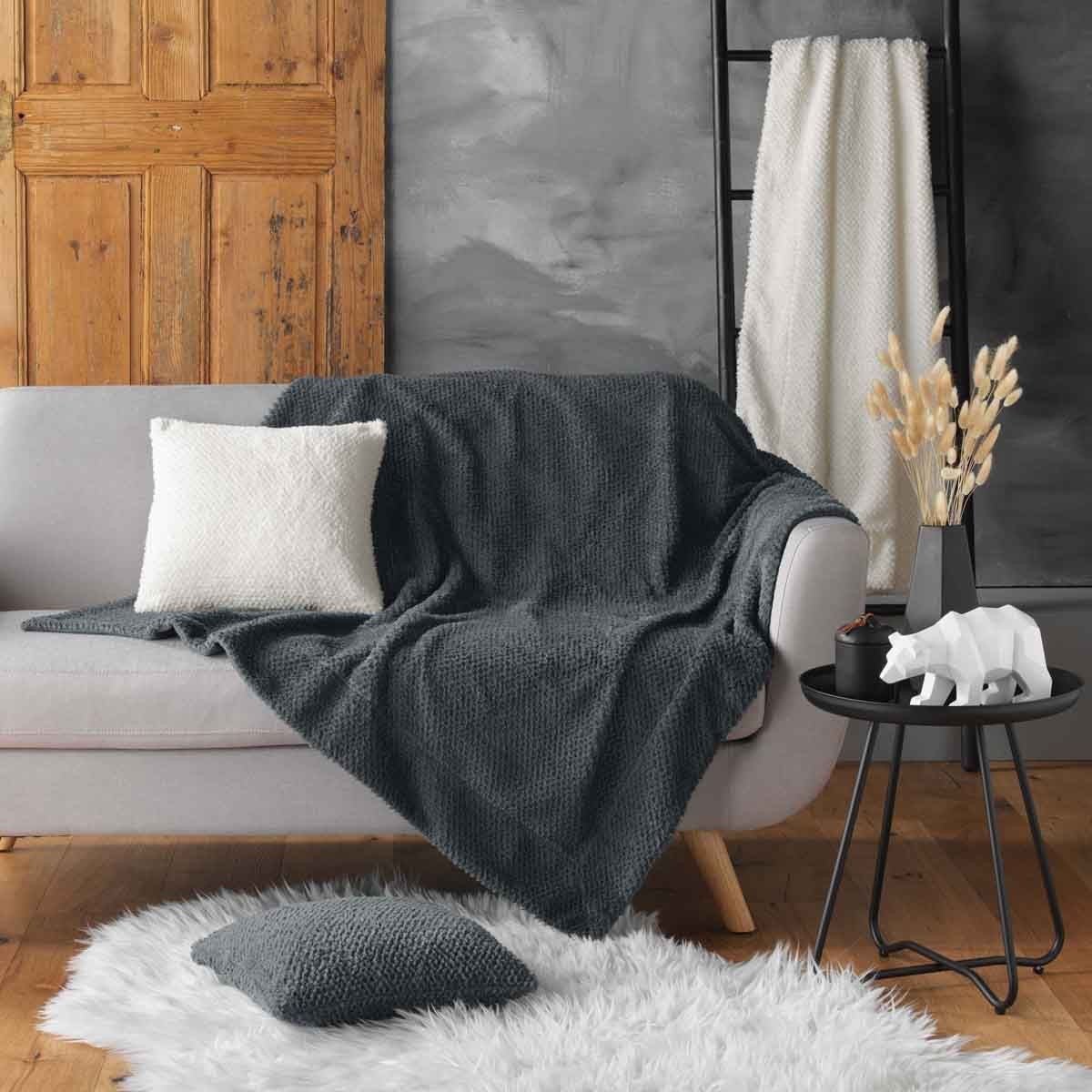 Plaid grande taille en imitation fourrure - Naturel - 180x220 cm - Polyester/Fourrure - 4