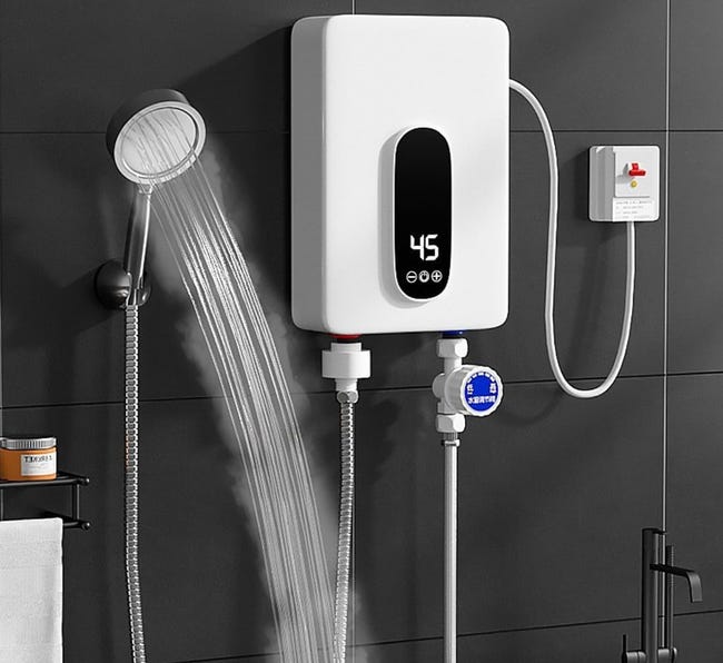 Przenośne i szybkie elektryczne podgrzewacze wody do łazienek, pryszniców i kuchni. Bez zbędnych dodatków, 5500 W.