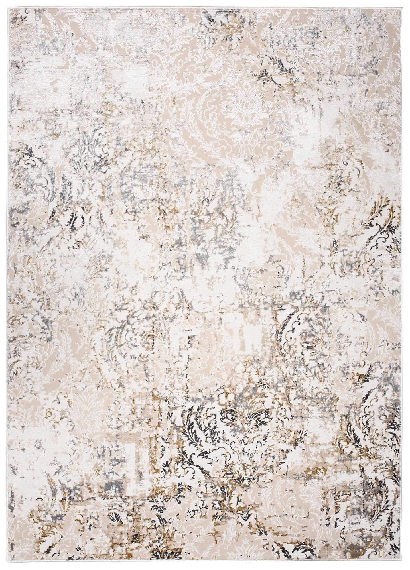 TAPISO Hera Tapis Salon Chambre Brillant Crème Beige Gris Vintage Floral Ornamental Moucheté Effet 3D OEKO-TEX 80 x 150 cm - 2