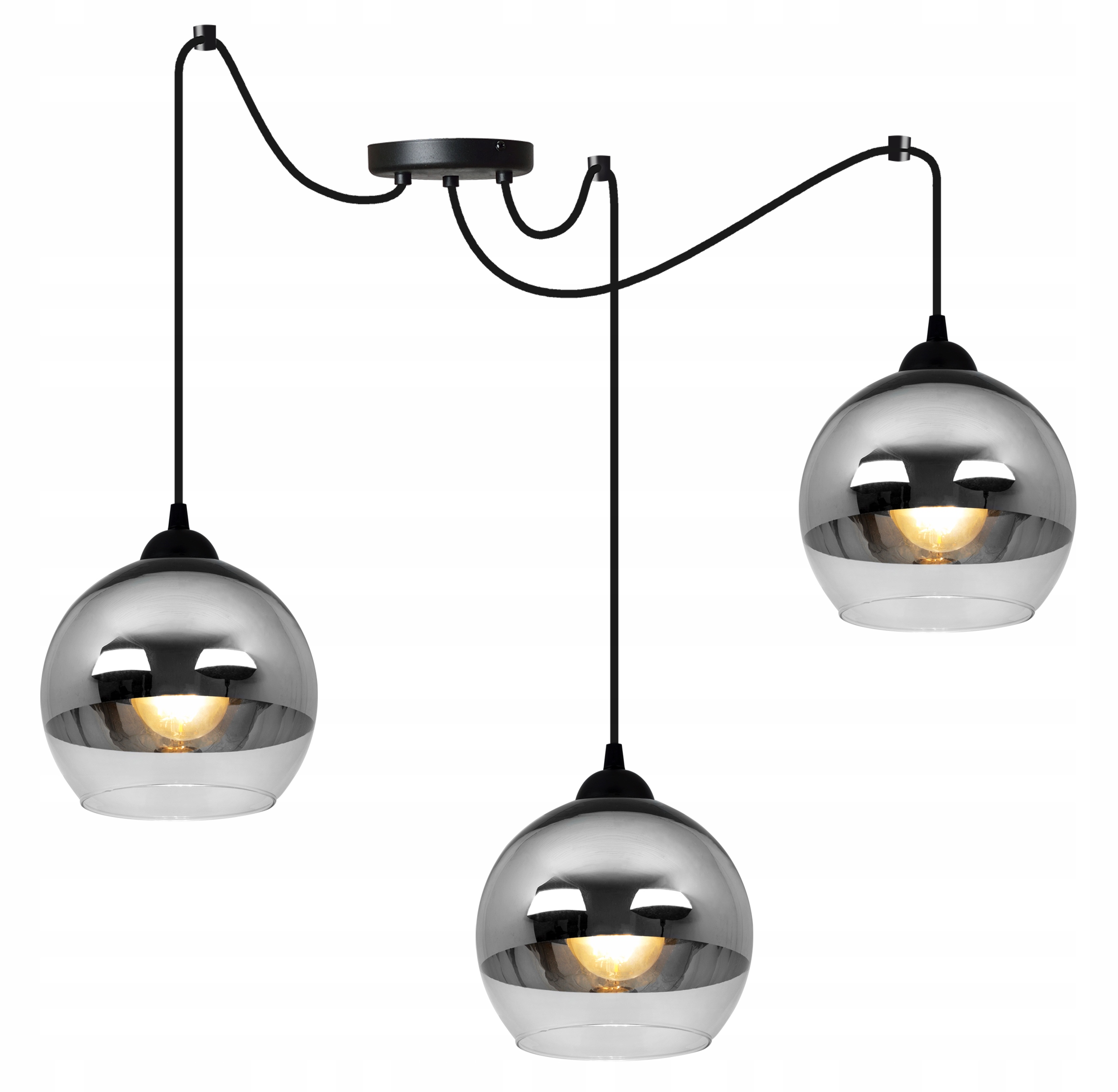 Lampa sufitowa wisząca Spider Bergen classy 3xE27 abażur kulisty srebrny Light Home LH