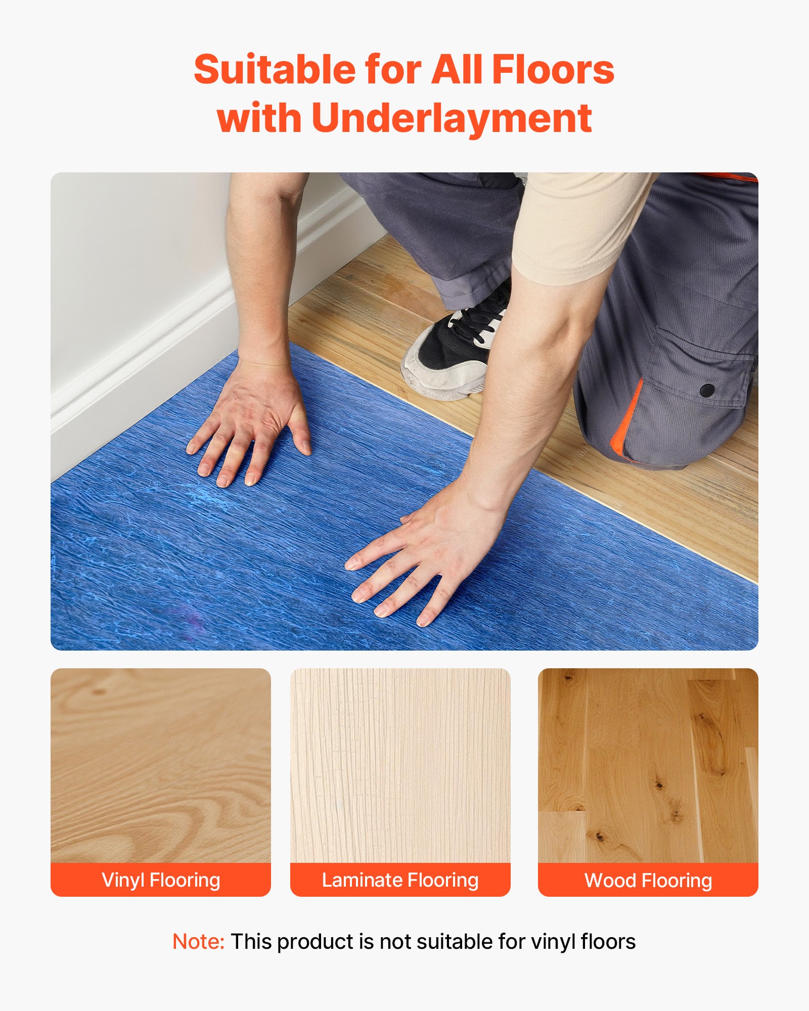 Podkład dźwiękochłonny VEVOR 18,6 m², 3 mm, winylowy, laminowany, drewno, niebieski - 6