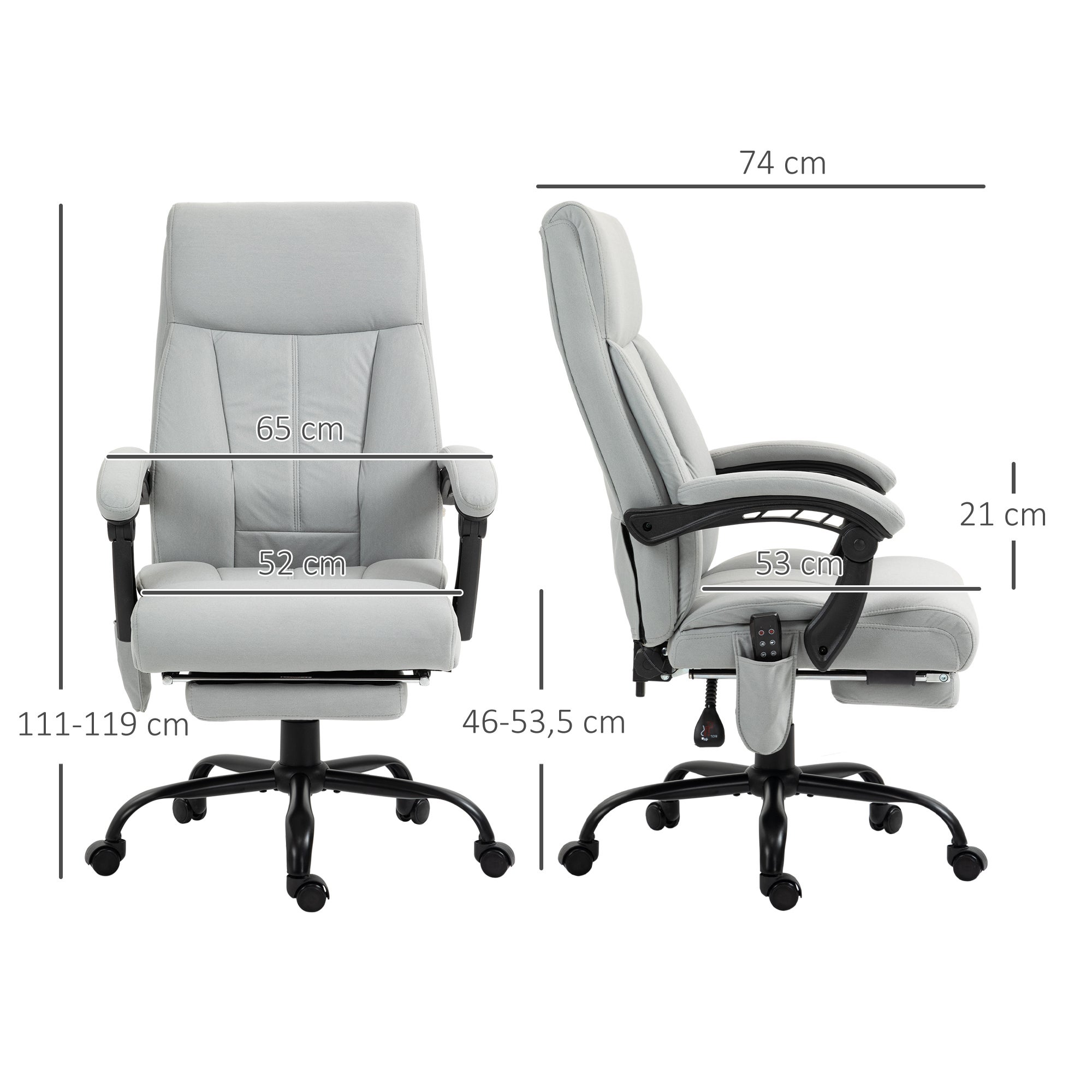 Fauteuil de bureau avec fonction massage et chauffage jusqu'à 120 kg ...