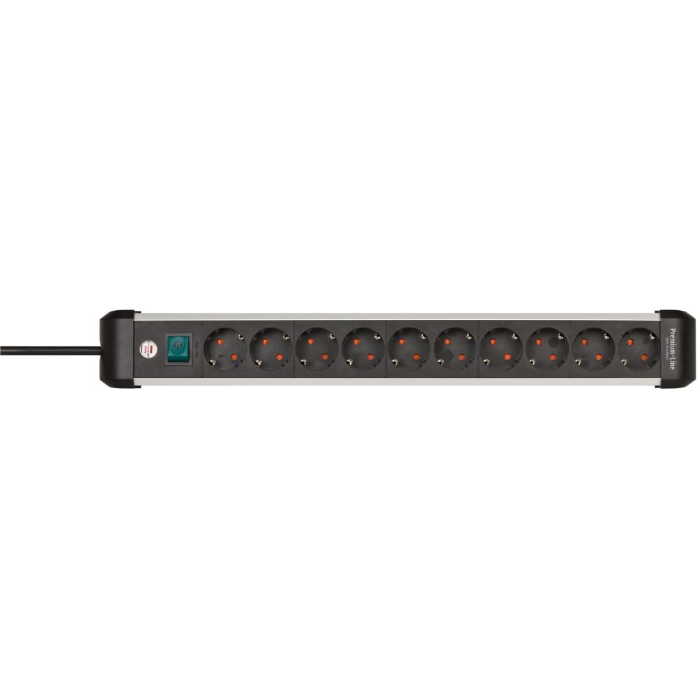 Bande de douille de ligne en aluminium premium avec interrupteur 10 fois 3m H05VV-F 3G1.5 - 3