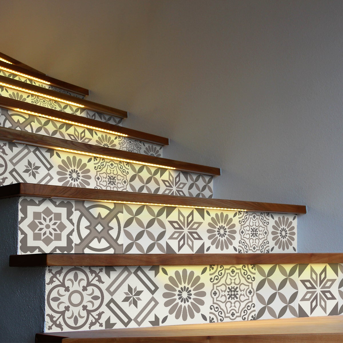 Stickers adhésifs escalier carrelages contremarche - CYNDIA - 2 bandes de 15x105cm - 4