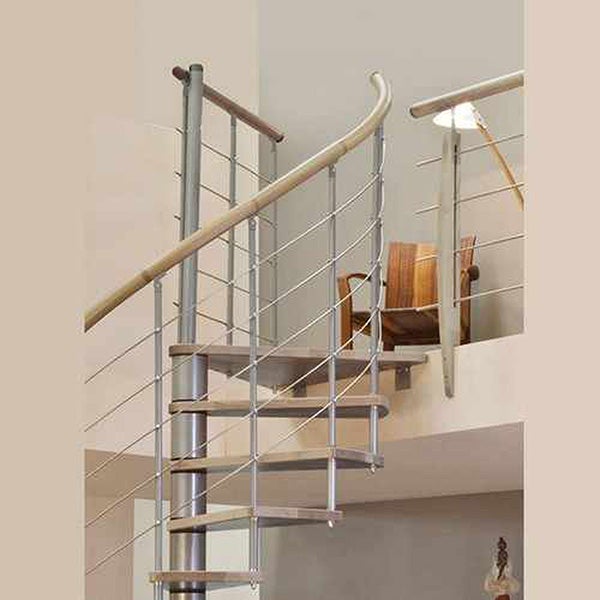 Escalier colimaçon 13 marches - Diamètre 140cm - Hauteur à franchir 2.54 à 3.05m - Gris et hêtre - VENE140-SGMNAT-13 - 4