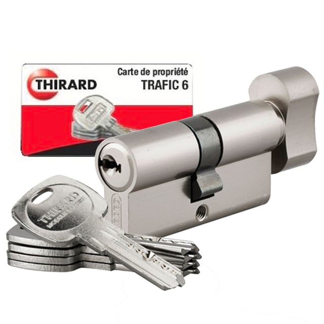 Lot de 2 cylindres s entrouvrant Trafic 6 pour serrure de porte haute sécurité 8 clés identiques Taille - 30x30mm Bouton