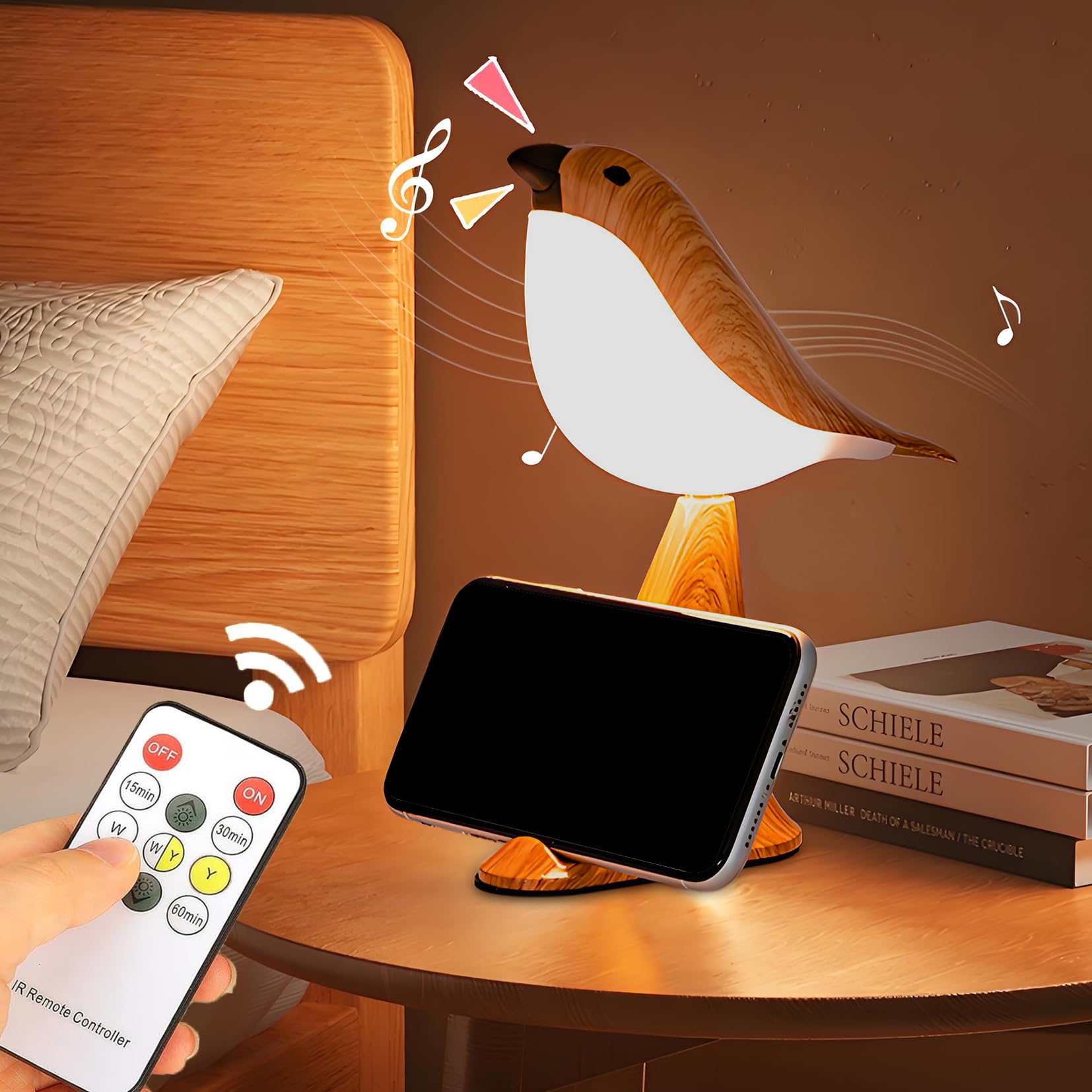 Bezprzewodowa lampa biurkowa LED, ładowalna lampka nocna, regulowana temperatura barwowa 3000K-6000K, 2600mAh, z pilotem i kablem USB