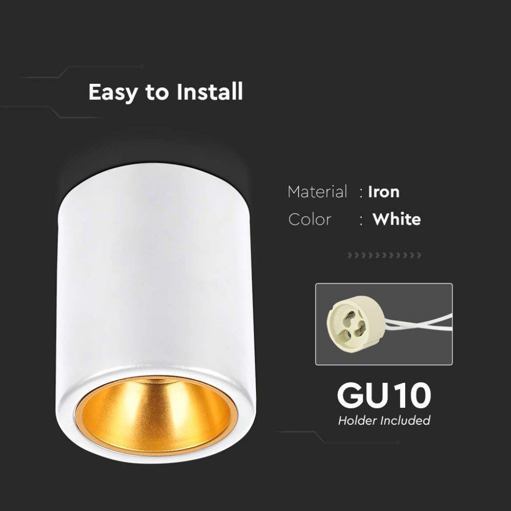 Lámpara de techo LED GU10 Redondo Cuerpo Blanco en Hierro y Metal Cromado Reflector Oro Rosa - 5