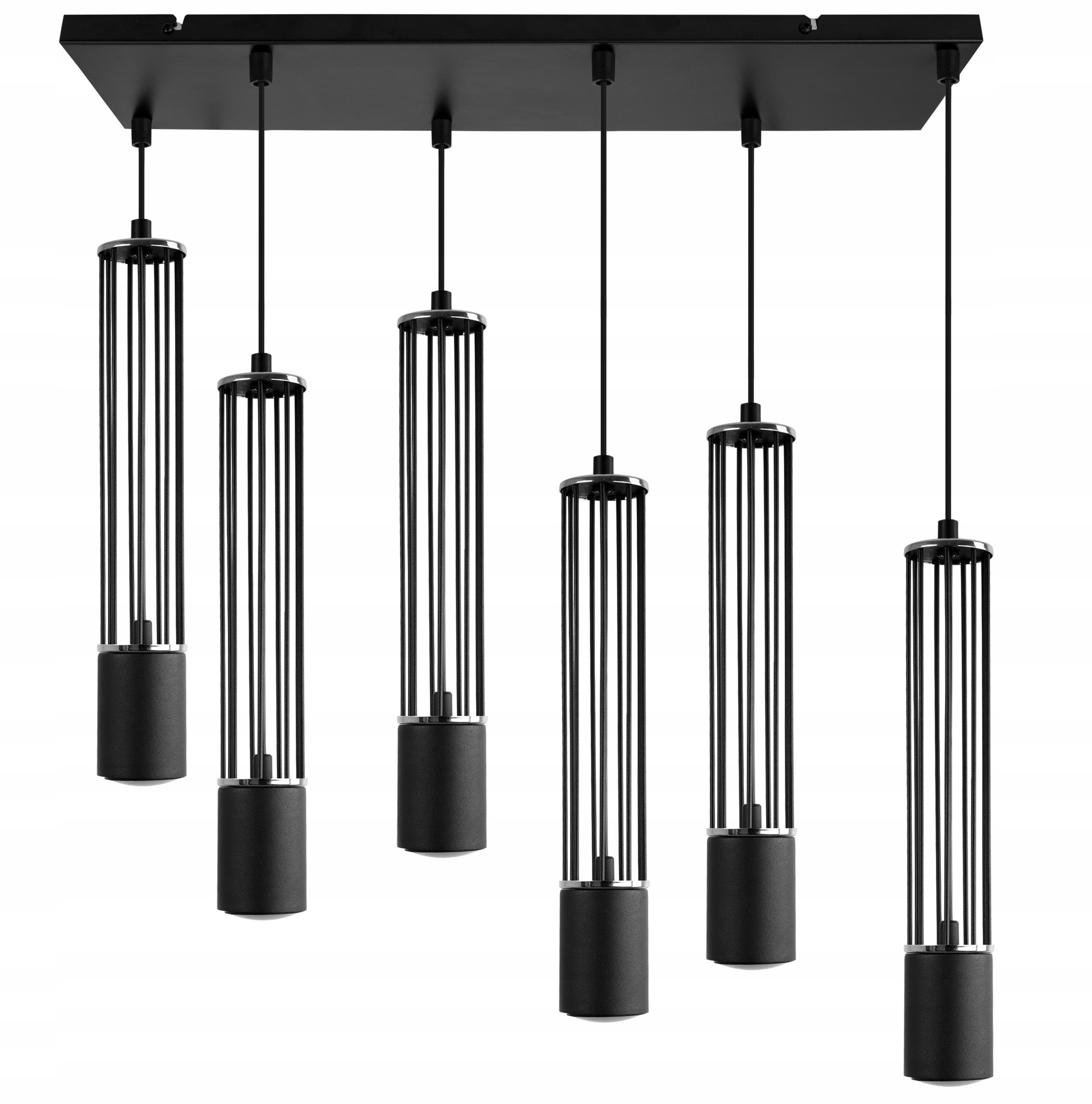 Lampa sufitowa wisząca Aria czarna loft 6xGU10 klosz metal czarny/srebrny Light Home LH