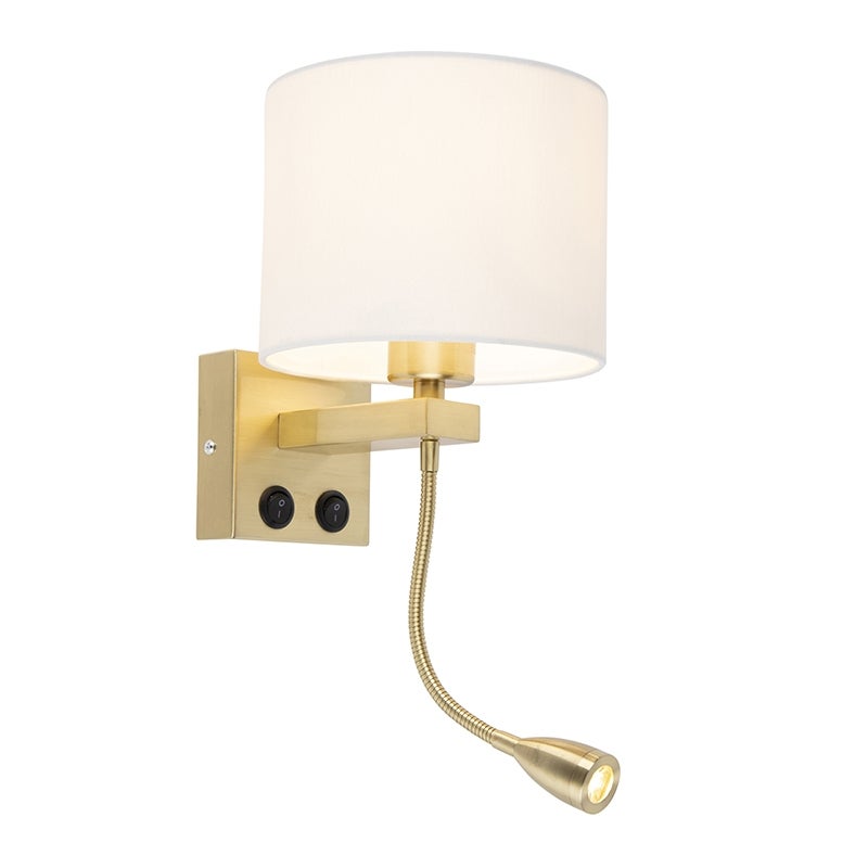 Lampa ścienna w stylu art deco złota z białym kloszem - Brescia