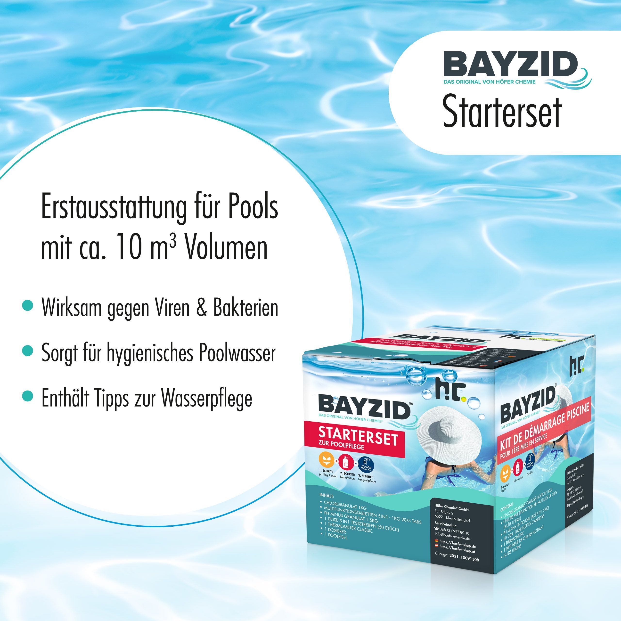 1 x Kit de démarrage pour piscine avec 7 pièces dont chlore, pH moins et multitabs - 2