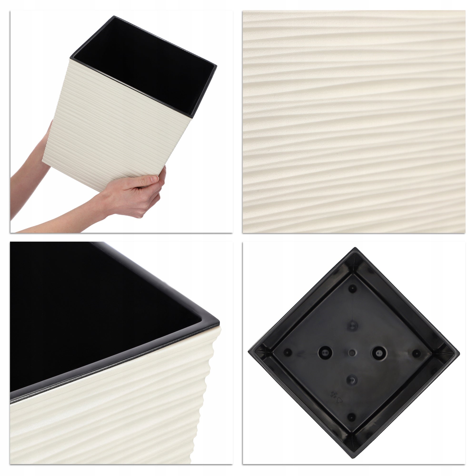 DONICZKA DONICA NA KWIATY KWIETNIK 25 cm OSŁONKA Z WKŁADEM PLASTIKOWA KREM - 4