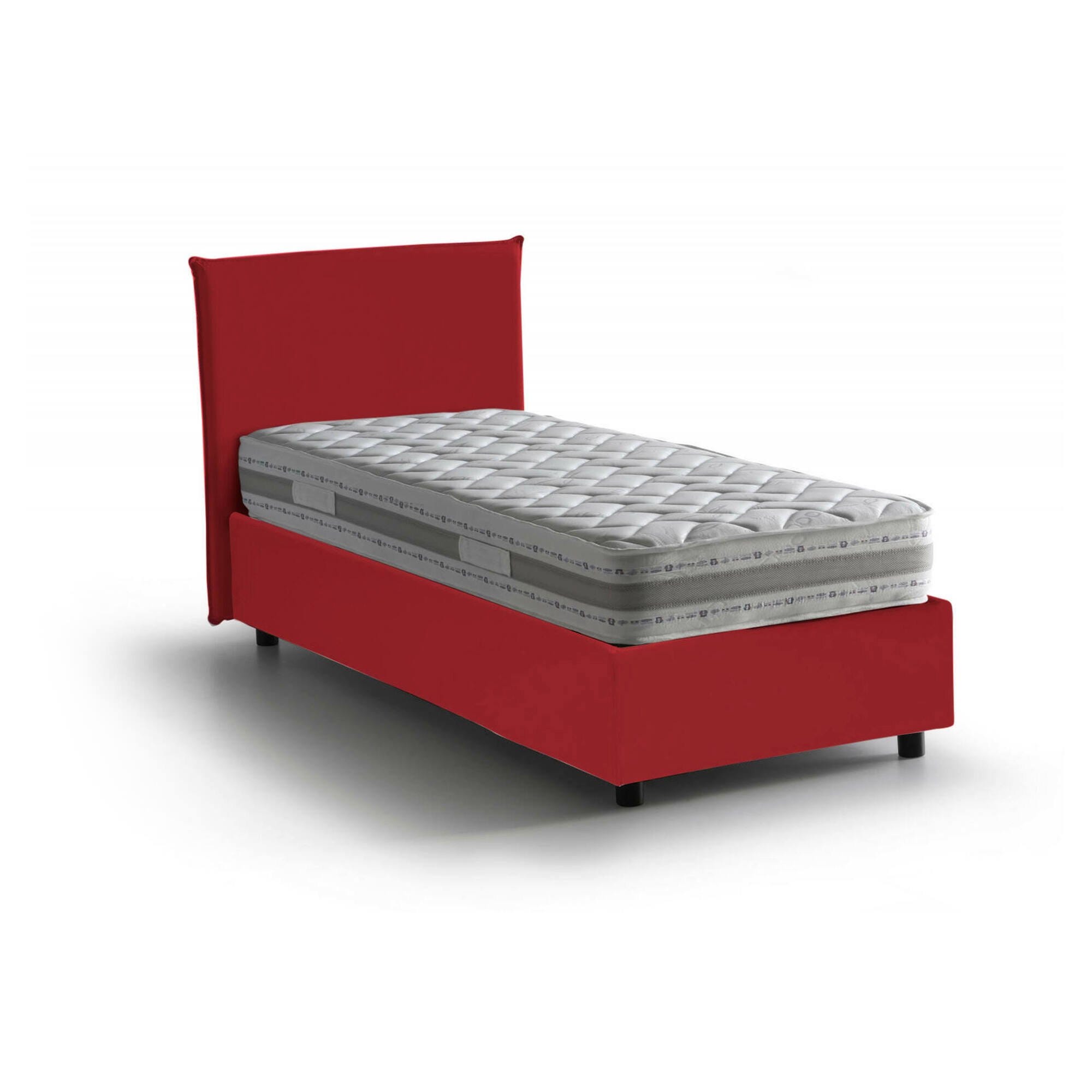 Letto singolo Claire, Letto contenitore con rivestimento in