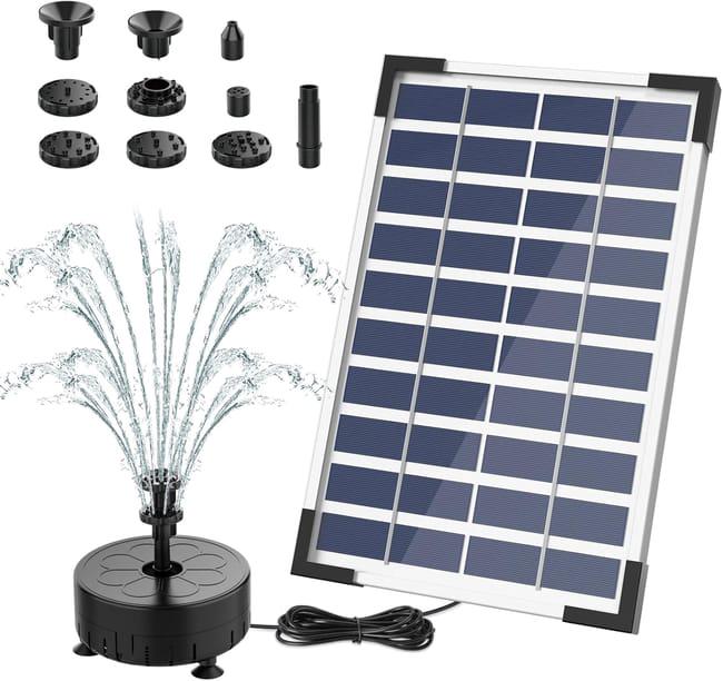 Fontaine Solaire 7W Double Couche Avec Batterie 3000mAh - Pompe Bassin Solaire LED RGB Pour Jardin Et Bain D'Oiseaux