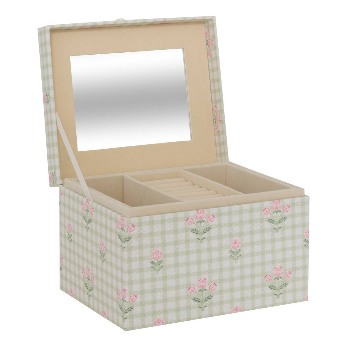 Boîte à bijoux avec miroir Fleur de rose 18x15x13,2cm vert - ATMOSPHERA CREATEUR D'INTERIEUR - 3
