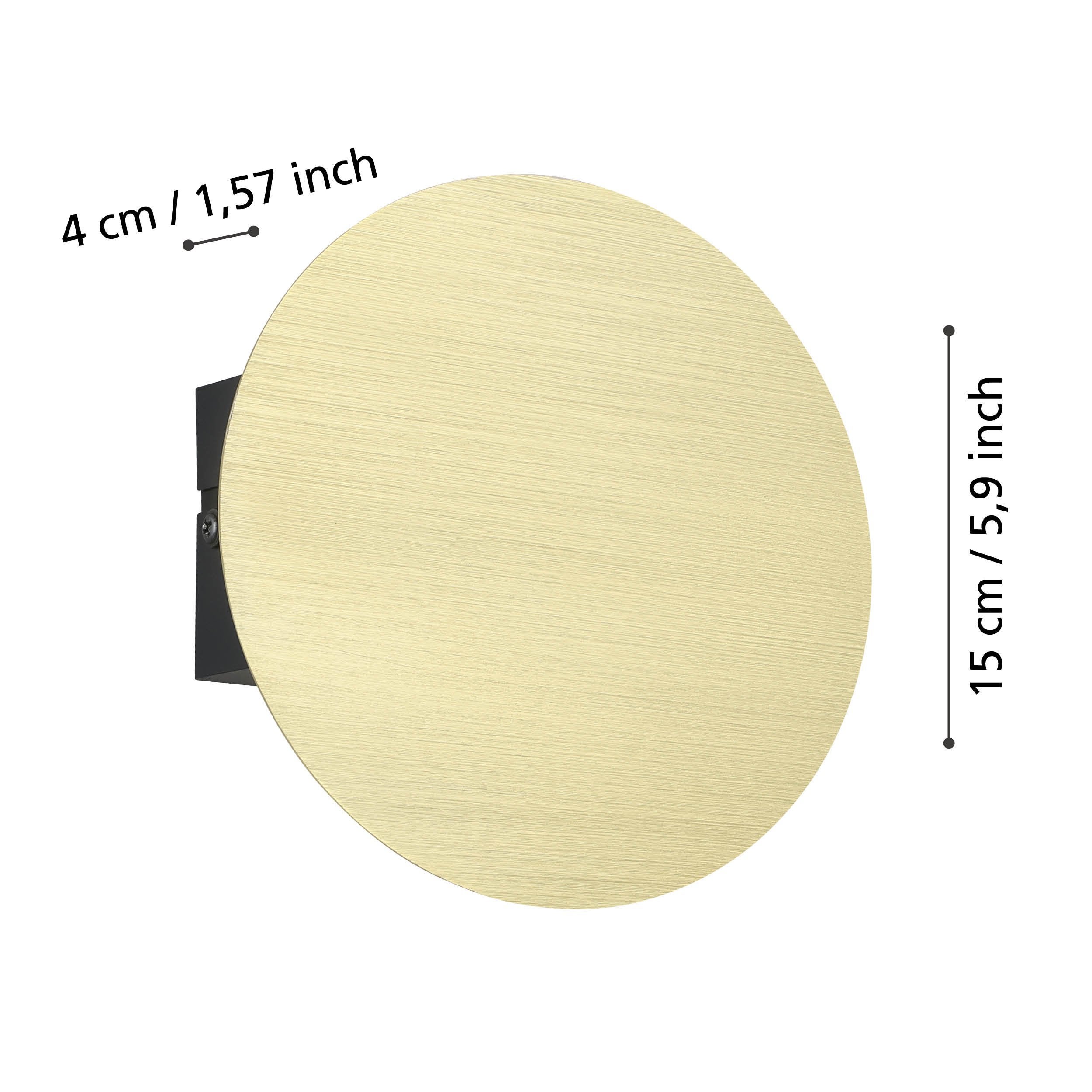 EGLO Talamello applique a LED rotonda metallo oro spazzolato, luce bianca calda, diametro 15 cm - 4
