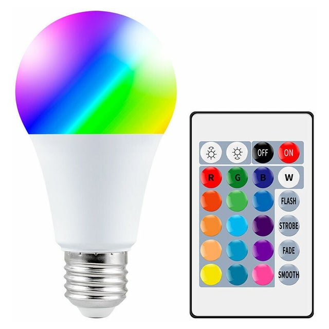 Ampoules LED Couleur,9W E27 LED RGBW Ampoule avec Télécommande, Fonction de Mémoire et Minuterie, 12 Couleurs et 7 Niveaux de Luminosité(paquet de 2)