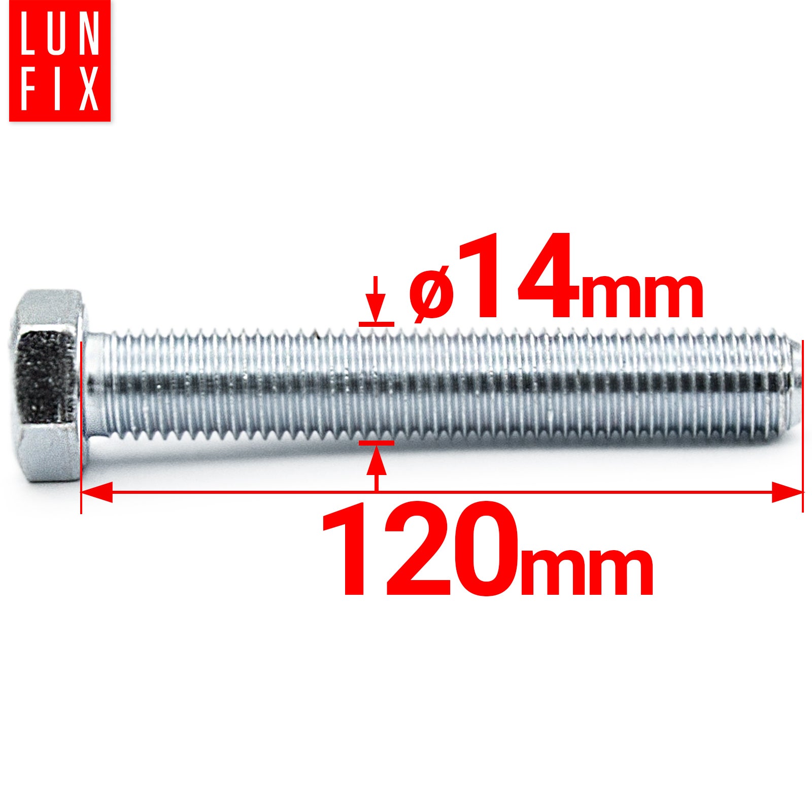 Śruba sześciokątna M14 120 mm DIN 933 kl. 8.8 1kg