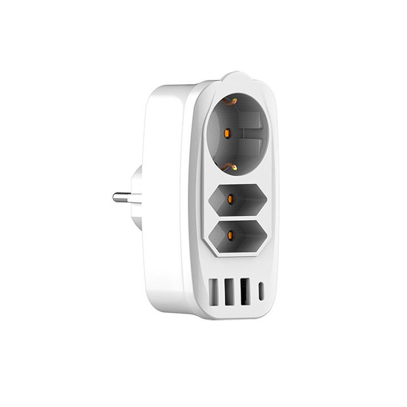 Adaptador de enchufe europeo 7 en 1 con puertos USB A/Tipo C | Leroy Merlin