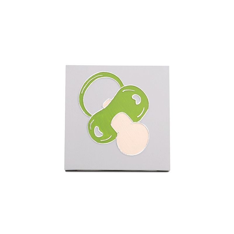 Cuadro artesanal infantil chupete verde 30 x 30 x 3,5 cm