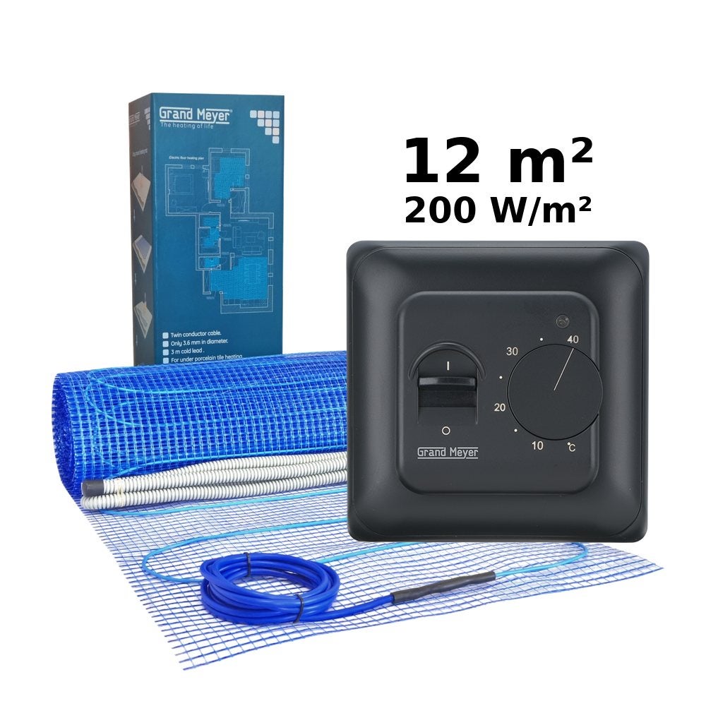 Zestaw do ogrzewania podłogowego 12 m², 200 W/m² + termostat MST-10