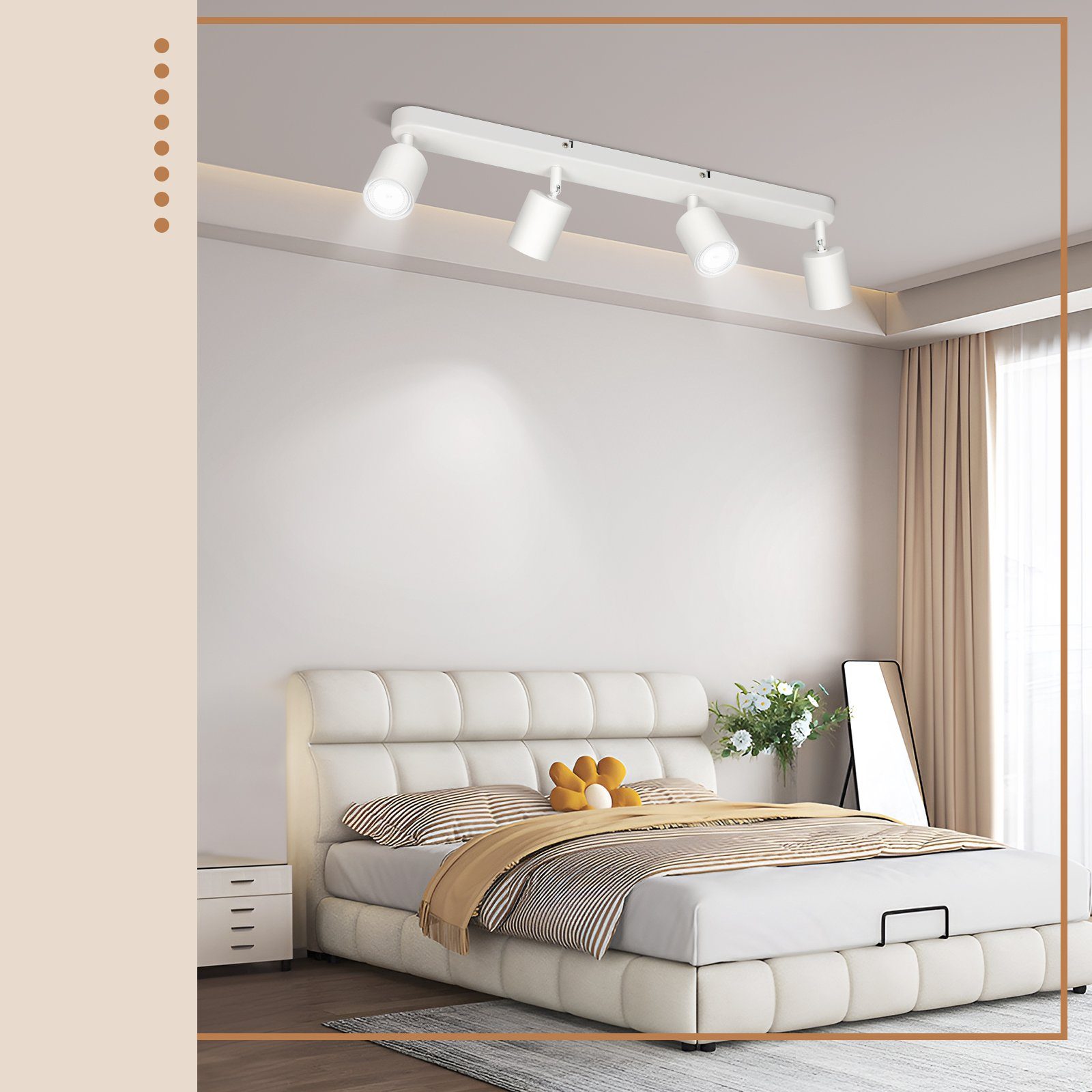 NETTLIFE 4 Focos de Techo GU10 de diseño moderno Orientables en color blanco para salón pasillo dormitorio comedor cocina - 9