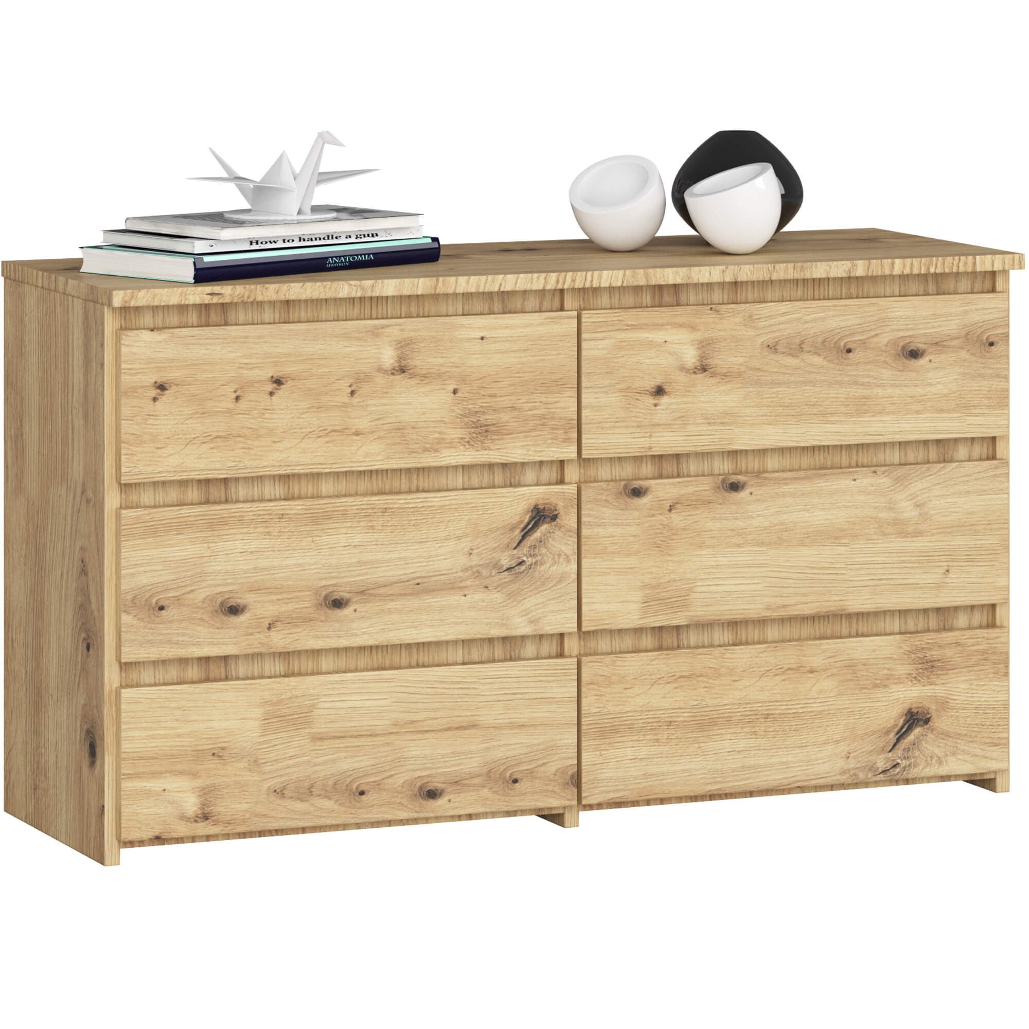 Komoda AKORD CL100 Dąb Artisan 100 cm 6 szuflad kolor Dąb Artisan mat 100x35x57 cm