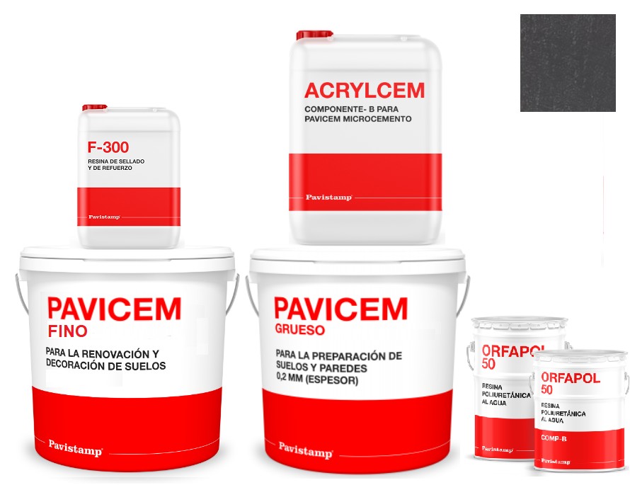 Kit microcemento 8 m2 bicomponente - paredes y suelos cerámica o mortero - polureteno mate-gris 80