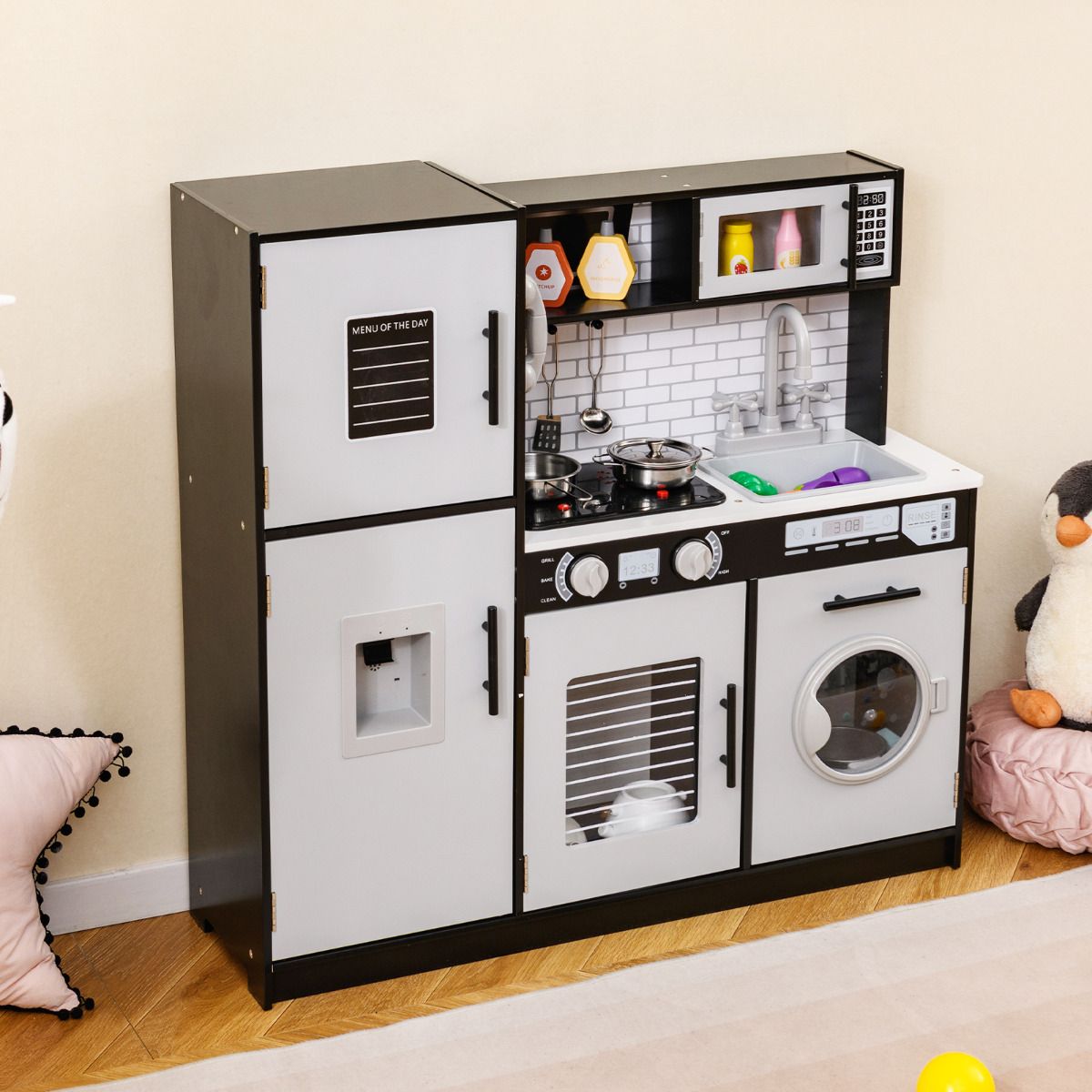 Cocina de Juego para Niños con Horno, Lavadora, Microondas y Sonidos ...