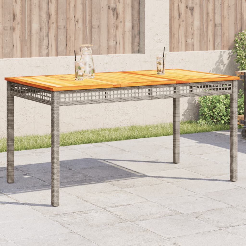 Stół ogrodowy, szary, 140x80x75 cm, polirattan i akacja vidaXL