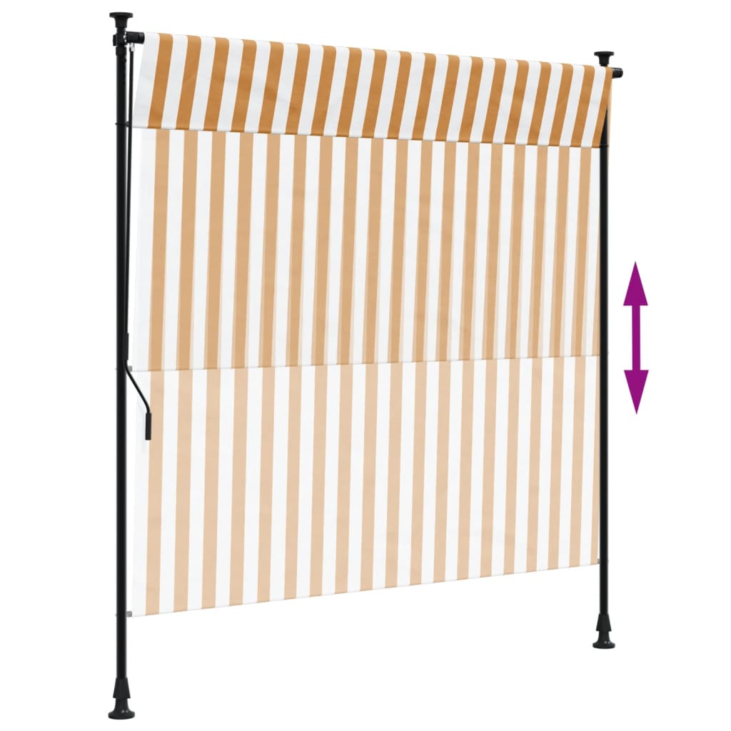 Store roulant d'extérieur orange et blanc 150x270cm tissu acier - 6