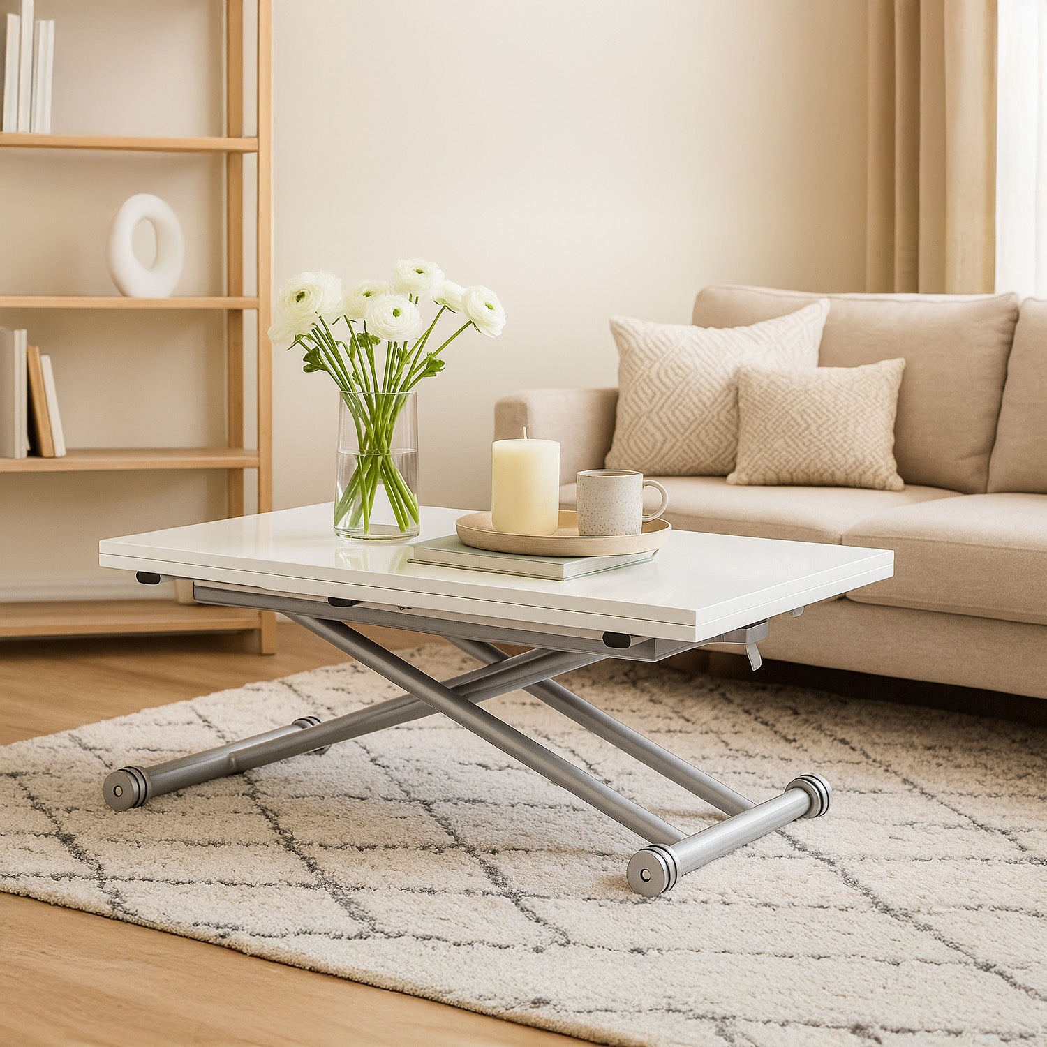 Table basse relevable Philadelphia Blanc laqué - 2