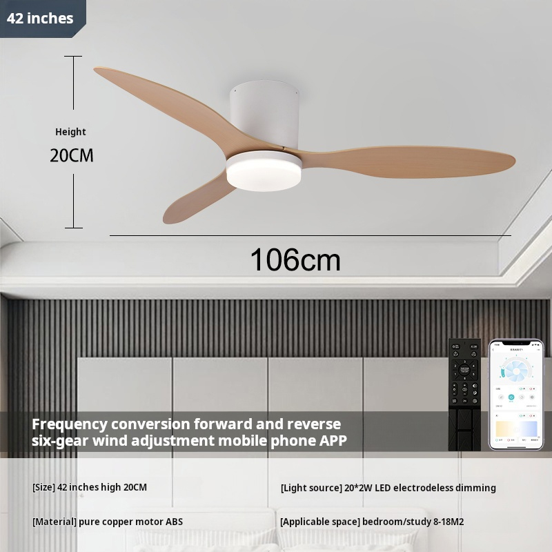 Ventilateur de plafond avec lumière, télécommande/contrôle par application, 6 vitesses de ventilation, minuterie, (132 cm) - 3
