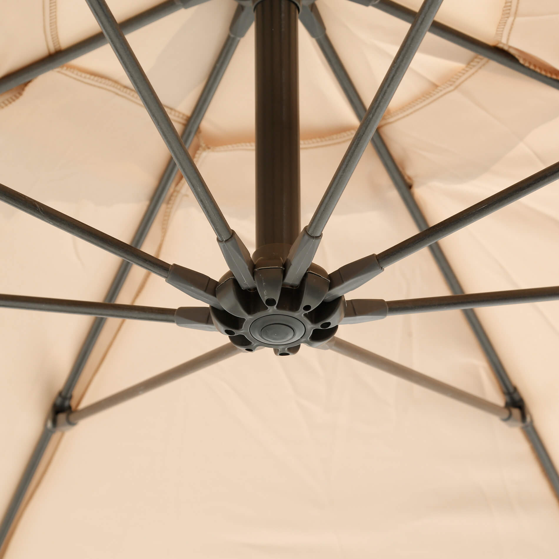 Parapluie de jardin Rebecca Mobili Parasol beige 3x3 mât décentralisér pour piscine - 6